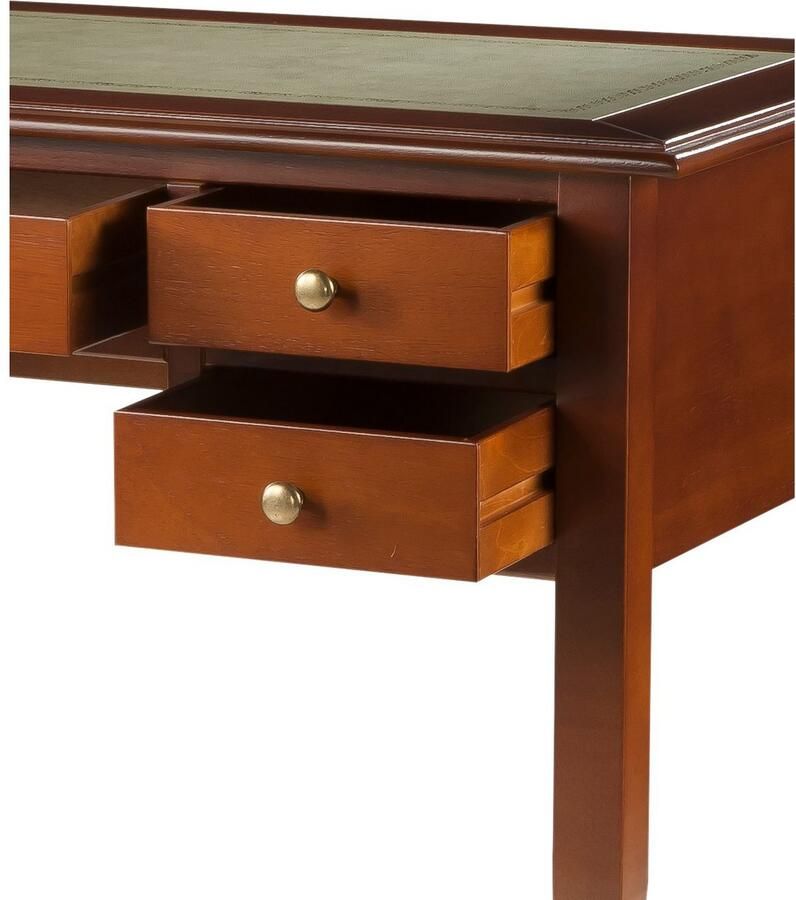 Home affaire Bureau Conte bureau met lades en knoppen grepen Breedte 131 cm tafelblad gedeeltelijk van kunstleer - Foto 2