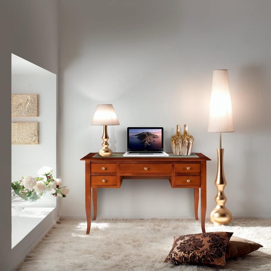 Home affaire Bureau Conte bureau met lades en knoppen grepen Breedte 131 cm tafelblad gedeeltelijk van kunstleer - Foto 2