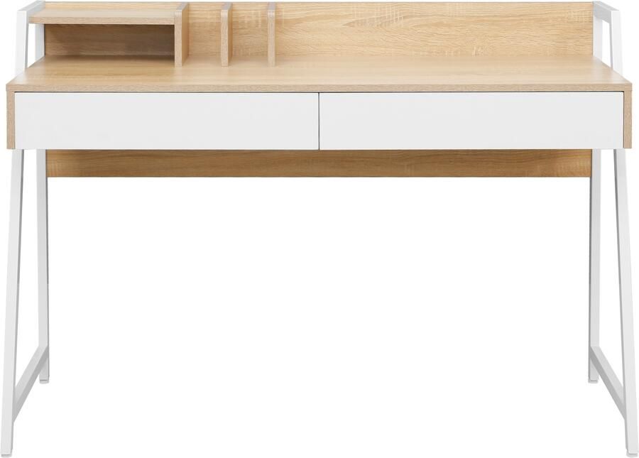 Home affaire Bureau COWELL 2 lades opbergruimte & geïntegreerde boeksteunen metalen frame - Foto 6