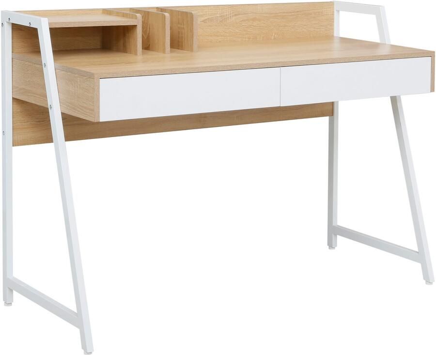 Home affaire Bureau COWELL 2 lades opbergruimte & geïntegreerde boeksteunen metalen frame - Foto 2