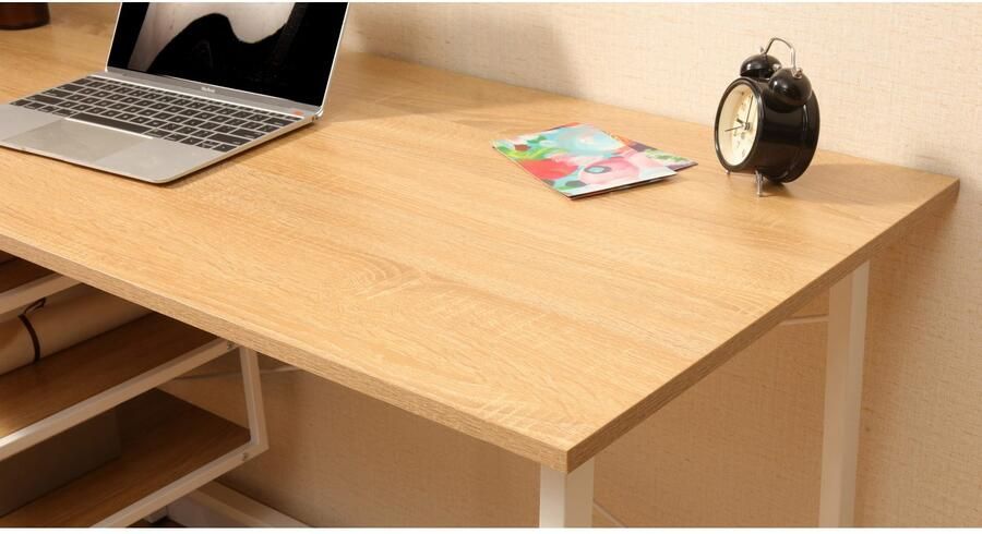 Home affaire Bureau COWELL Computertafel 3 opbergvakken stabiel metalen frame breedte 120 cm - Foto 15