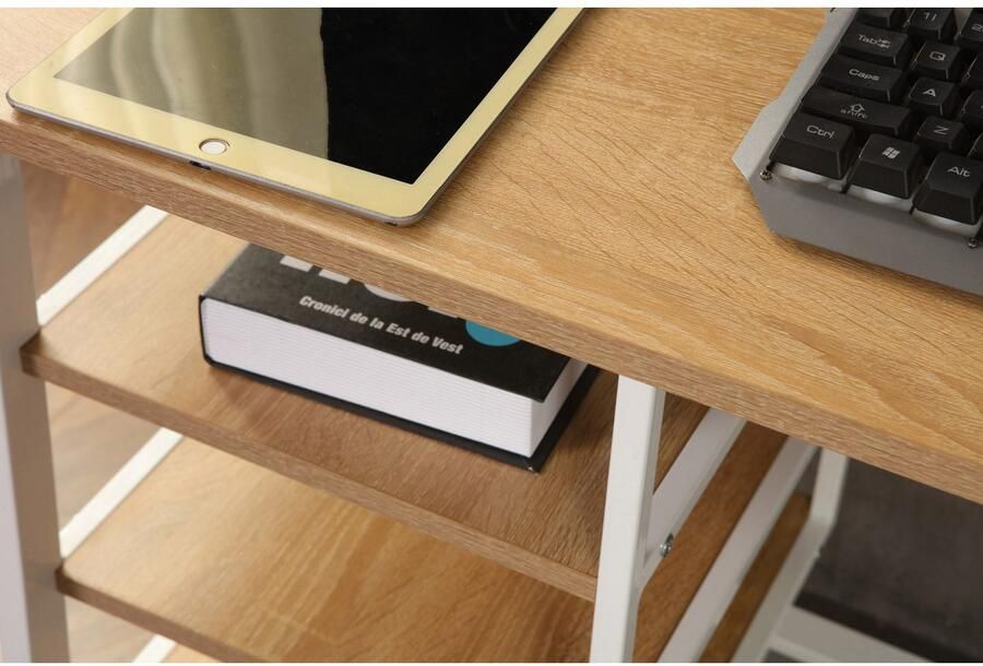 Home affaire Bureau COWELL Computertafel 3 opbergvakken stabiel metalen frame breedte 120 cm - Foto 7