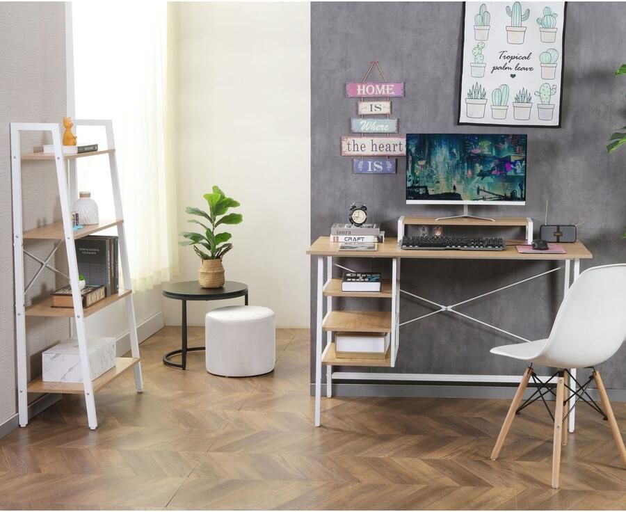 Home affaire Bureau COWELL Computertafel 3 opbergvakken stabiel metalen frame breedte 120 cm - Foto 3