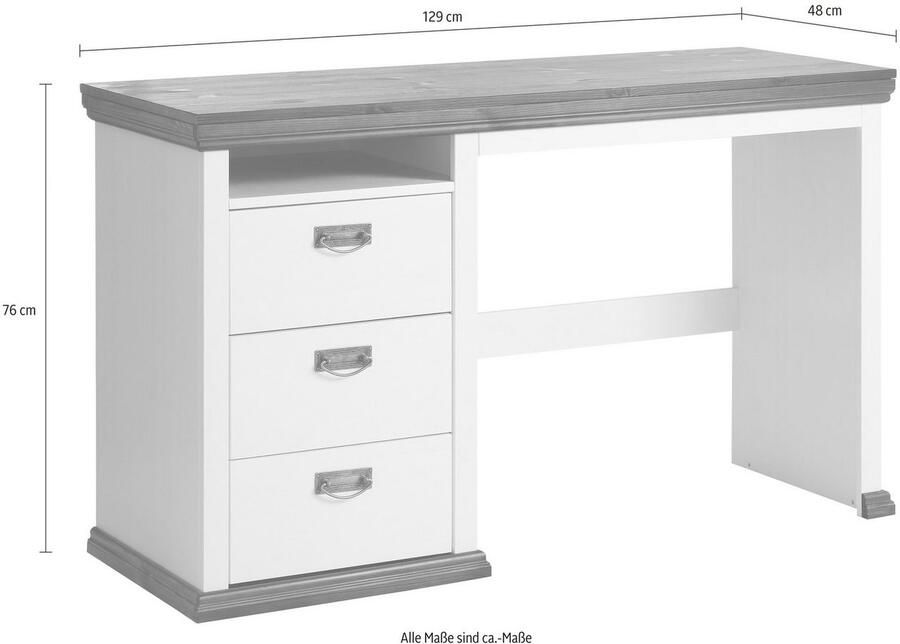 Home affaire Bureau Konrad van gecertificeerd massief hout met lades breedte 129 cm