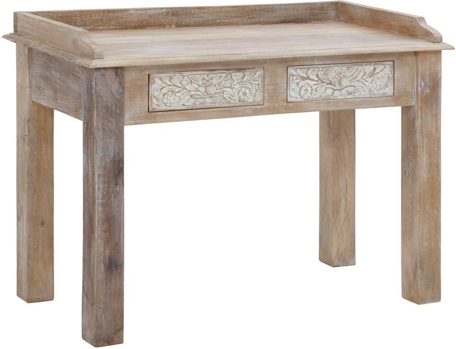 Home affaire Bureau Lavin Mangohout met decoratief houtsnijwerk met de hand gemaakt breedte 111 cm - Foto 6