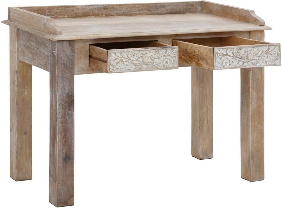 Home affaire Bureau Lavin Mangohout met decoratief houtsnijwerk met de hand gemaakt breedte 111 cm - Foto 8