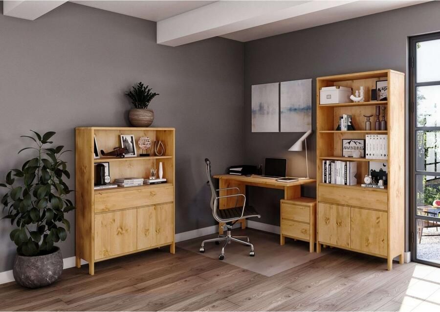 Home affaire Bureau Luven computerbureau gecertificeerd massief hout met 2 lades breedte 120-140 cm