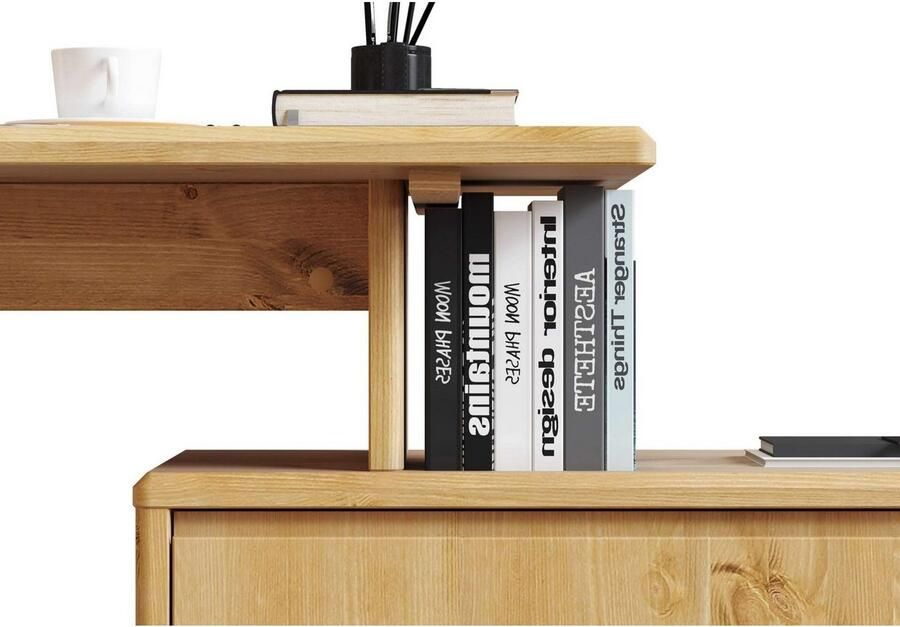 Home affaire Bureau Luven computerbureau gecertificeerd massief hout met 2 lades breedte 120-140 cm - Foto 4