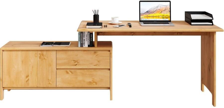Home affaire Bureau Luven van massief hout in 2 breedtes variabel gebruik als bureau of hoekbureau - Foto 7