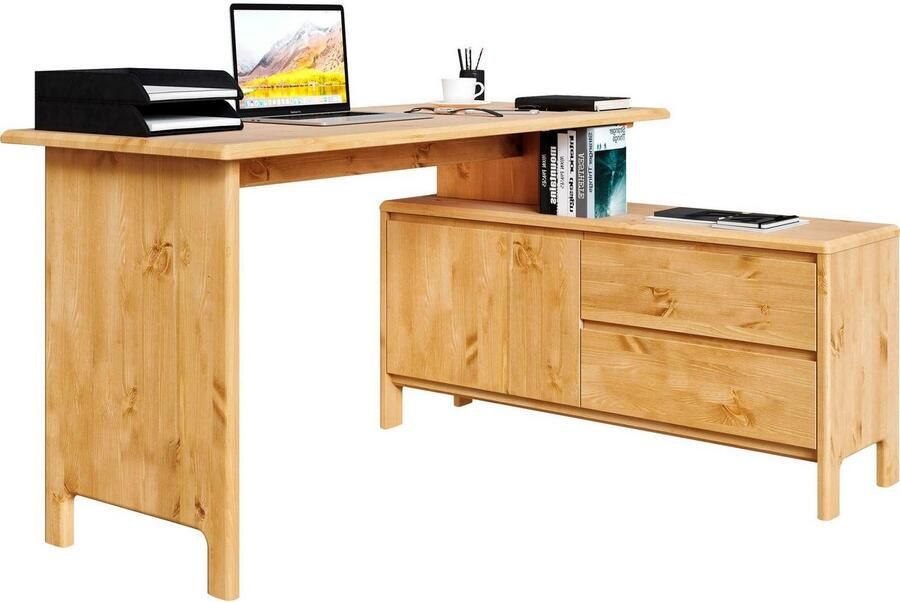 Home affaire Bureau Luven van massief hout in 2 breedtes variabel gebruik als bureau of hoekbureau - Foto 4