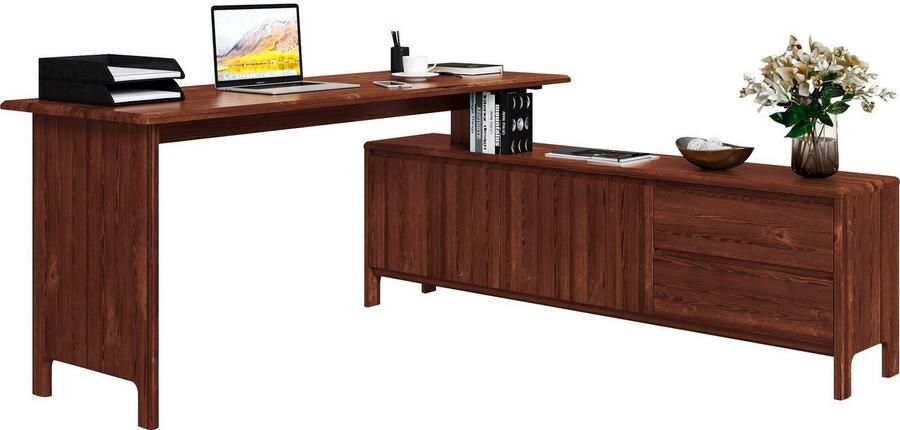 Home affaire Bureau Luven van massief hout in 2 breedtes variabel gebruik als bureau of hoekbureau - Foto 6
