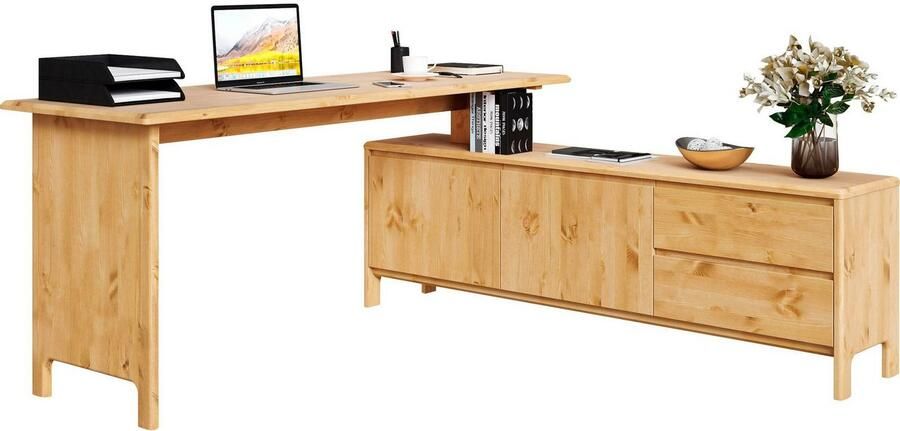 Home affaire Bureau Luven van massief hout in 2 breedtes variabel gebruik als bureau of hoekbureau - Foto 5