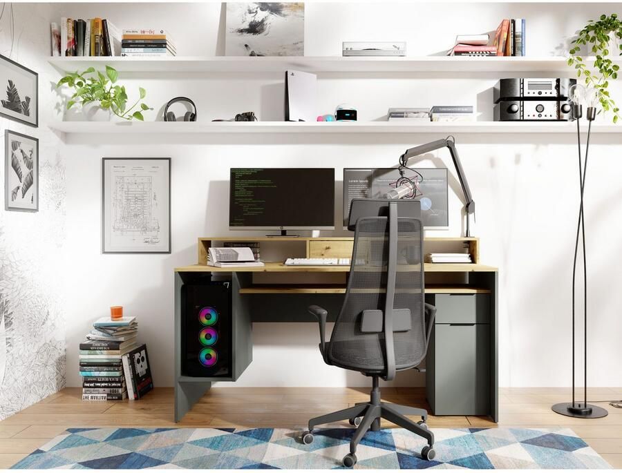 Home affaire Bureau PEORIA Gamingtafel met lade en monitorsteun breedte 160 x 70 cm - Foto 7