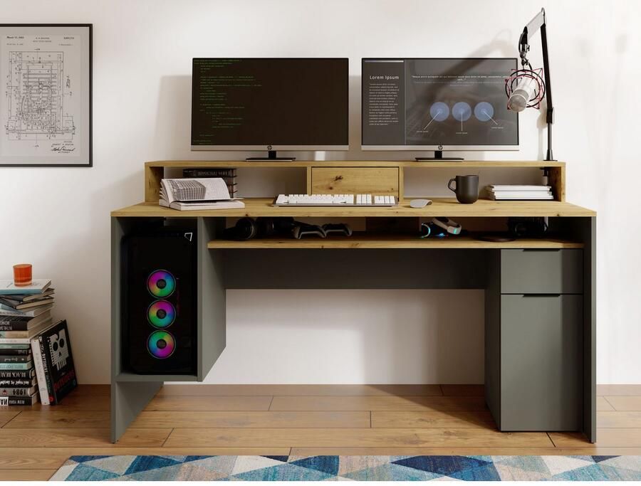 Home affaire Bureau PEORIA Gamingtafel met lade en monitorsteun breedte 160 x 70 cm - Foto 2