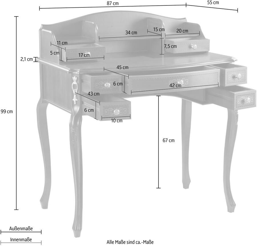 Home affaire Bureau Visconte Breedte 87 cm - Foto 5