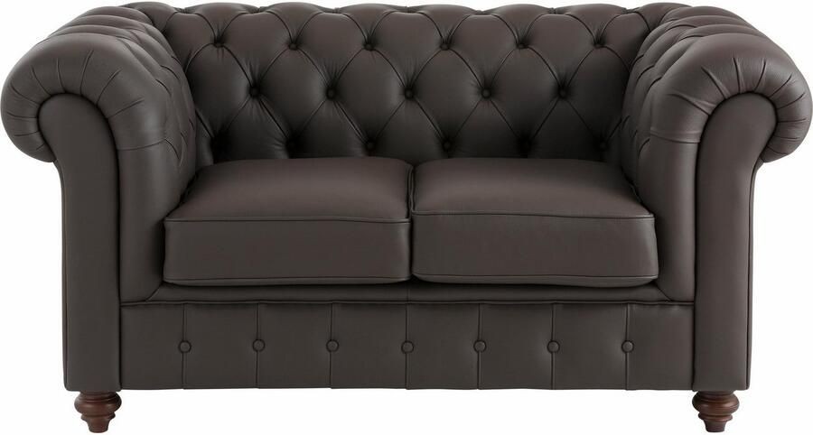 Home affaire Chesterfield-bank Chesterfield 2-zits B D H: 150 89 74 cm met hoogwaardige knoopdetails ook in leer - Foto 6