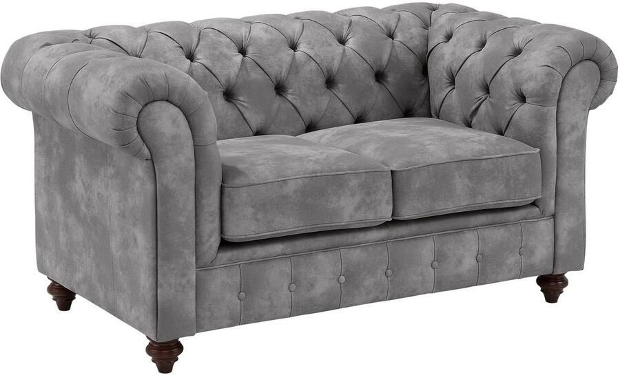 Home affaire Chesterfield-bank Chesterfield 2-zits B D H: 150 89 74 cm met hoogwaardige knoopdetails ook in leer - Foto 5