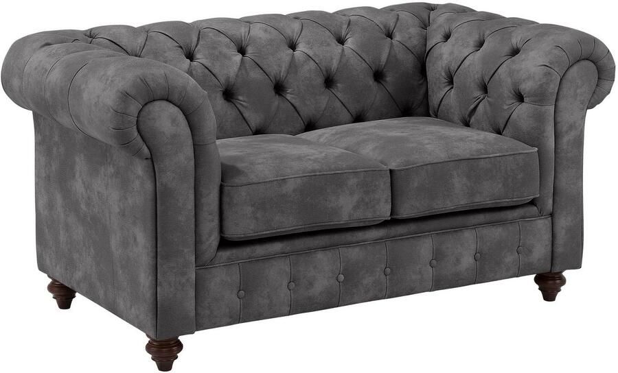 Home affaire Chesterfield-bank Chesterfield 2-zits B D H: 150 89 74 cm met hoogwaardige knoopdetails ook in leer - Foto 5