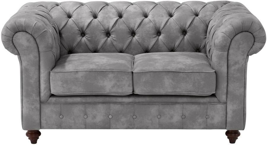 Home affaire Chesterfield-bank Chesterfield 2-zits B D H: 150 89 74 cm met hoogwaardige knoopdetails ook in leer - Foto 7