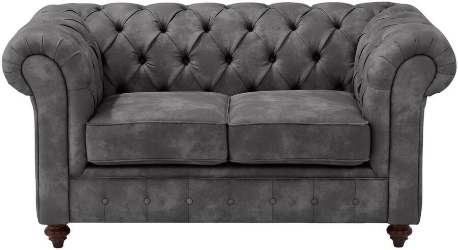 Home affaire Chesterfield-bank Chesterfield 2-zits B D H: 150 89 74 cm met hoogwaardige knoopdetails ook in leer - Foto 7