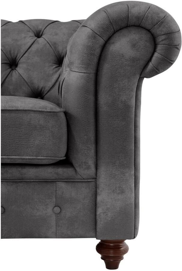 Home affaire Chesterfield-bank Chesterfield 2-zits B D H: 150 89 74 cm met hoogwaardige knoopdetails ook in leer - Foto 3