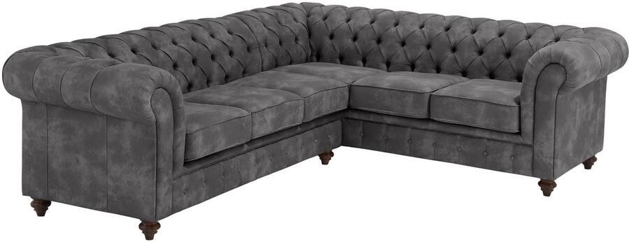 Home affaire Chesterfield-bank Chesterfield hoekbank ook in leer L-vorm hoogwaardige knoopdetails langer gedeelte links of rechts naar keuze - Foto 9