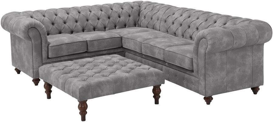 Home affaire Chesterfield-bank Chesterfield hoekbank ook in leer L-vorm hoogwaardige knoopdetails langer gedeelte links of rechts naar keuze - Foto 7