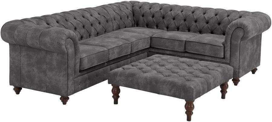 Home affaire Chesterfield-bank Chesterfield hoekbank ook in leer L-vorm hoogwaardige knoopdetails langer gedeelte links of rechts naar keuze - Foto 7