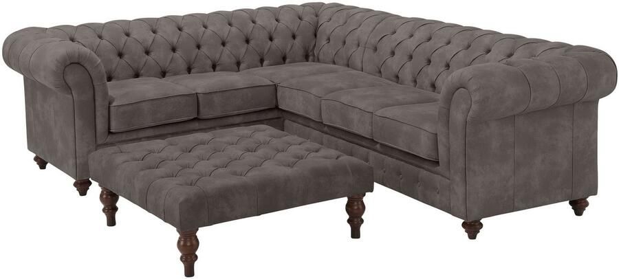 Home affaire Chesterfield-bank Chesterfield hoekbank ook in leer L-vorm hoogwaardige knoopdetails langer gedeelte links of rechts naar keuze - Foto 7