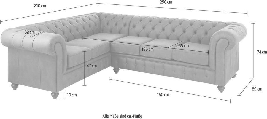Home affaire Chesterfield-bank Chesterfield hoekbank ook in leer L-vorm hoogwaardige knoopdetails langer gedeelte links of rechts naar keuze - Foto 5