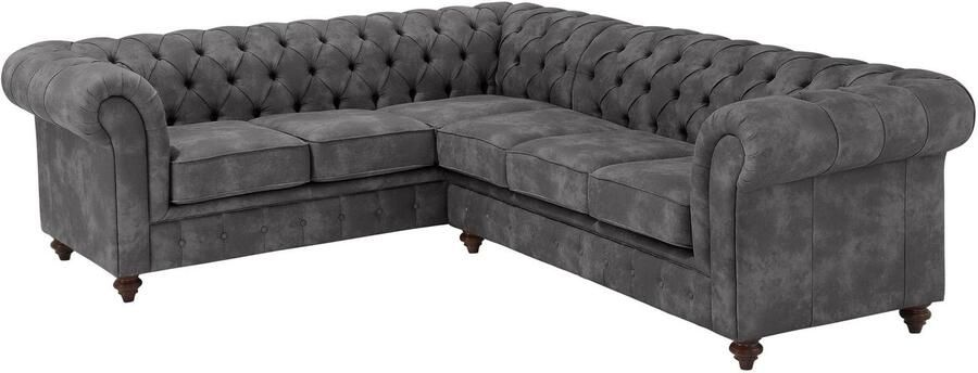 Home affaire Chesterfield-bank Chesterfield hoekbank ook in leer L-vorm hoogwaardige knoopdetails langer gedeelte links of rechts naar keuze - Foto 9