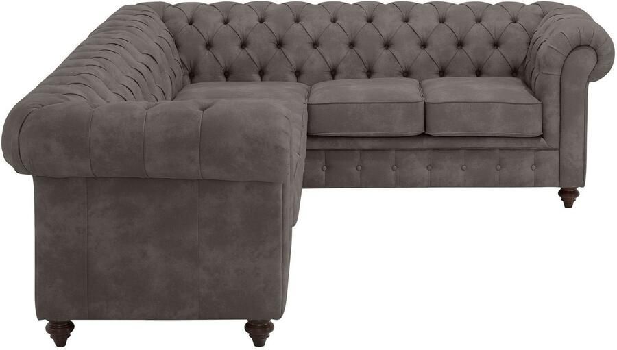 Home affaire Chesterfield-bank Chesterfield hoekbank ook in leer L-vorm hoogwaardige knoopdetails langer gedeelte links of rechts naar keuze - Foto 4