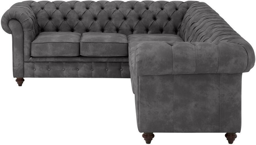 Home affaire Chesterfield-bank Chesterfield hoekbank ook in leer L-vorm hoogwaardige knoopdetails langer gedeelte links of rechts naar keuze - Foto 4