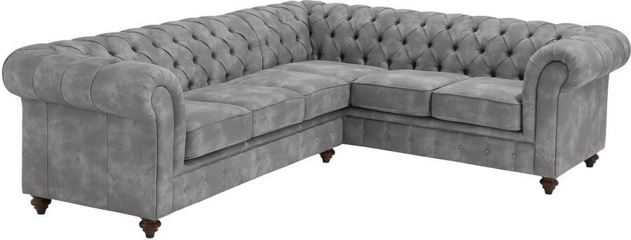 Home affaire Chesterfield-bank Chesterfield hoekbank ook in leer L-vorm hoogwaardige knoopdetails langer gedeelte links of rechts naar keuze - Foto 9