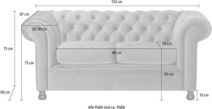 Home affaire Chesterfield-bank Chesterfield Home 2-zits met chique capitonnage en kenmerkende armleuningen - Foto 2