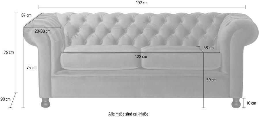 Home affaire Chesterfield-bank Chesterfield Home 3-zits B D H: 192 87 75 cn met chique capitonnage en kenmerkende armleuningen - Foto 3