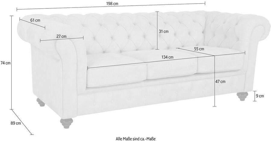 Home affaire Chesterfield-bank Duc 3-zits hoogwaardige capitonnage achter fluwelige look met changerende look - Foto 2