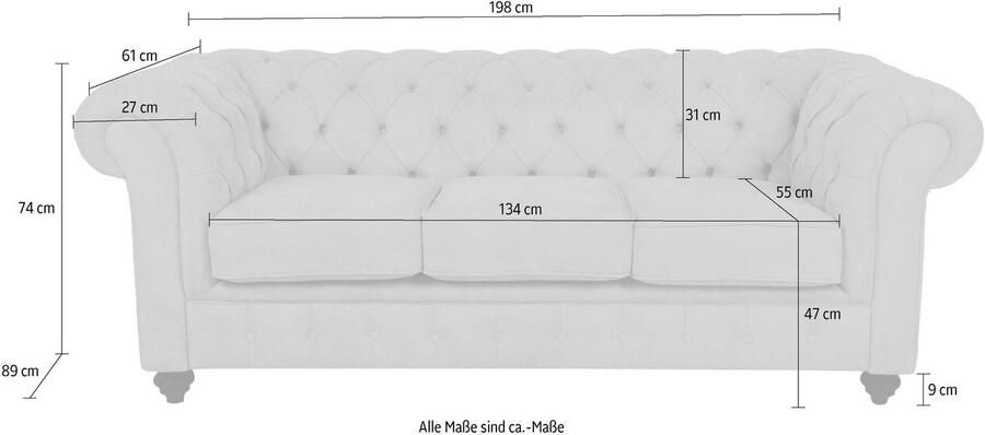 Home affaire Chesterfield-bank Duc 3-zits hoogwaardige capitonnage achter fluwelige look met changerende look - Foto 2