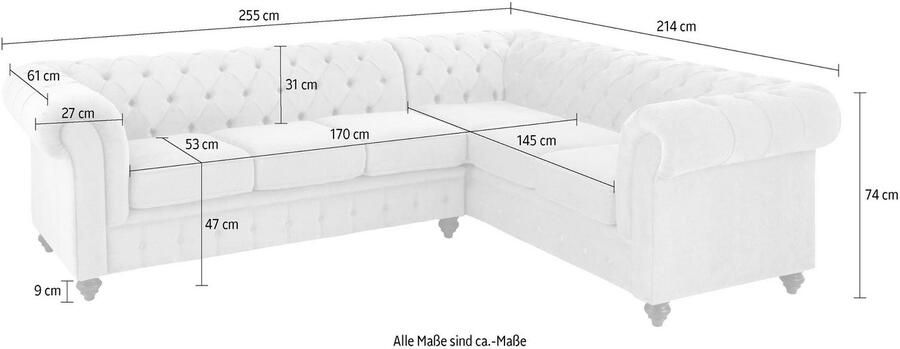 Home affaire Chesterfield-bank Duc hoekbank L-vorm hoogwaardige capitonnage achter fluwelige look met changerende look - Foto 4