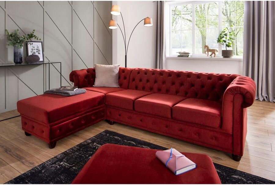 Home affaire Chesterfield-bank New Castle L-vorm hoogwaardige capitonnage in chesterfield-design bxdxh: 255(171x72) - Foto 3