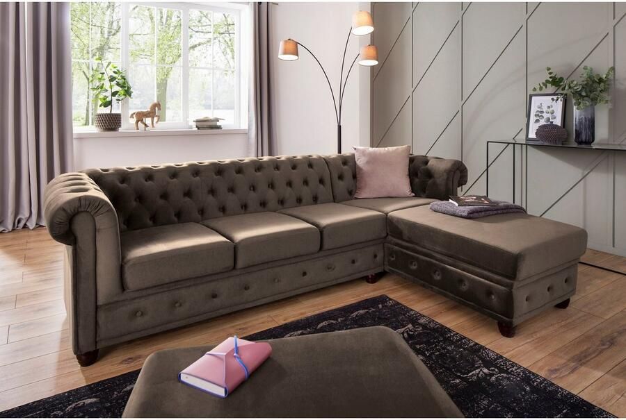 Home affaire Chesterfield-bank New Castle L-vorm hoogwaardige capitonnage in chesterfield-design bxdxh: 255(171x72) - Foto 2