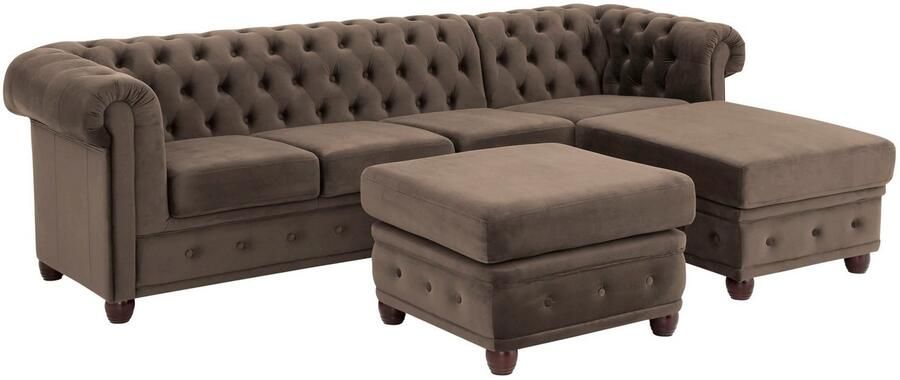 Home affaire Chesterfield-bank New Castle L-vorm hoogwaardige capitonnage in chesterfield-design bxdxh: 255(171x72) - Foto 8