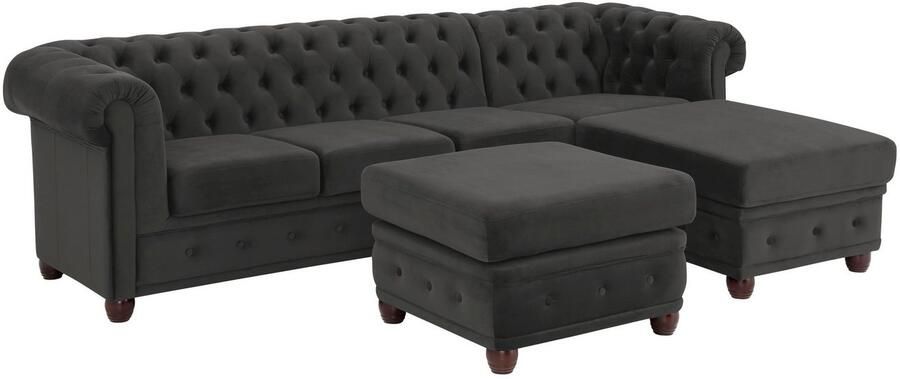 Home affaire Chesterfield-bank New Castle L-vorm hoogwaardige capitonnage in chesterfield-design bxdxh: 255(171x72) - Foto 8