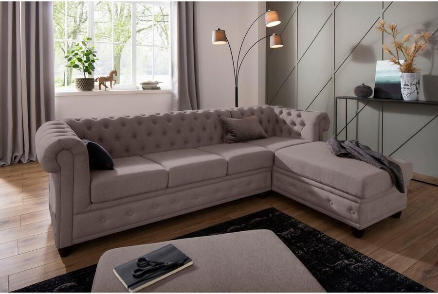 Home affaire Chesterfield-bank New Castle L-vorm hoogwaardige capitonnage in chesterfield-design bxdxh: 255(171x72) - Foto 2