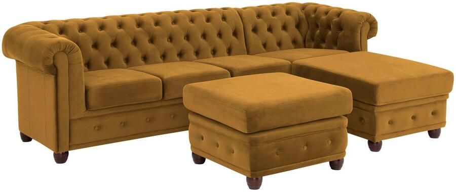 Home affaire Chesterfield-bank New Castle L-vorm hoogwaardige capitonnage in chesterfield-design bxdxh: 255(171x72) - Foto 8