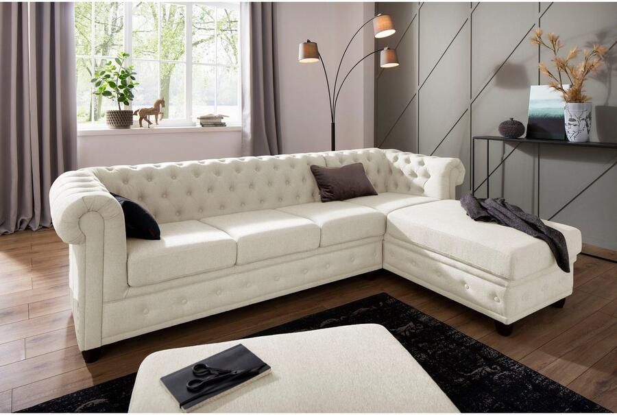 Home affaire Chesterfield-bank New Castle L-vorm hoogwaardige capitonnage in chesterfield-design bxdxh: 255(171x72) - Foto 2