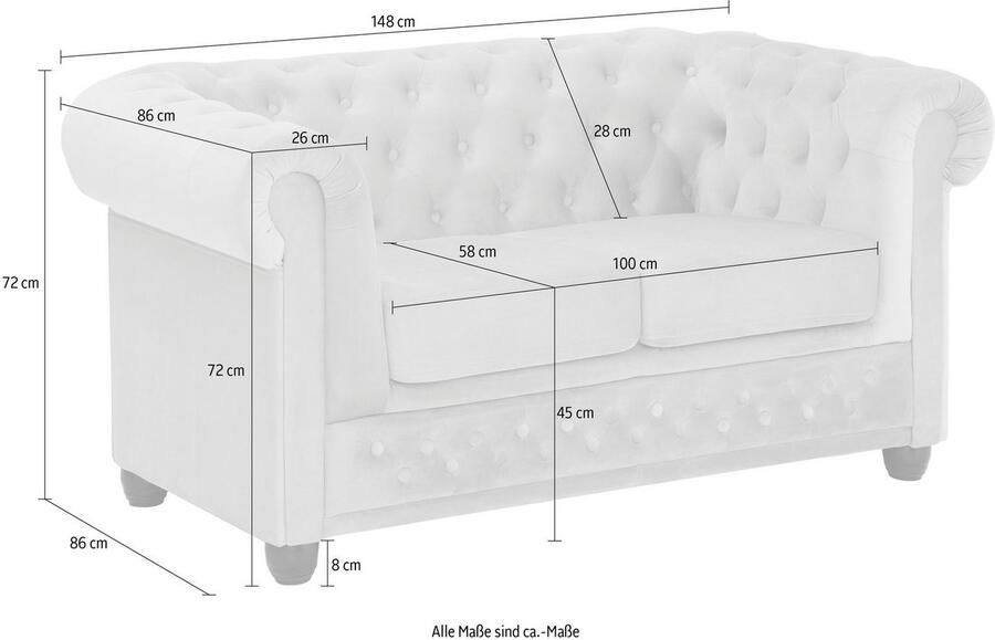 Home affaire Chesterfield-bank New Castle met hoogwaardige capitonnage in chesterfield-design bxdxh: 148x86x72 - Foto 4