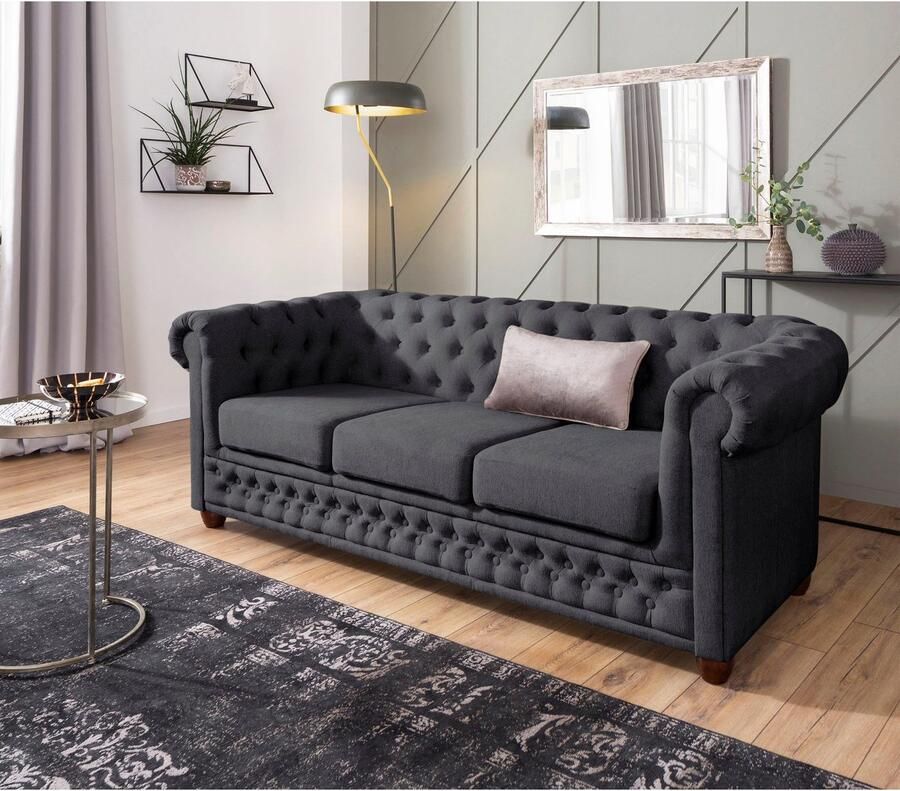 Home affaire Chesterfield-bank New Castle met hoogwaardige capitonnage in chesterfield-design bxdxh: 203x86x72