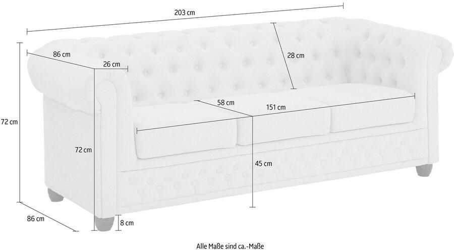 Home affaire Chesterfield-bank New Castle met hoogwaardige capitonnage in chesterfield-design bxdxh: 203x86x72 - Foto 7