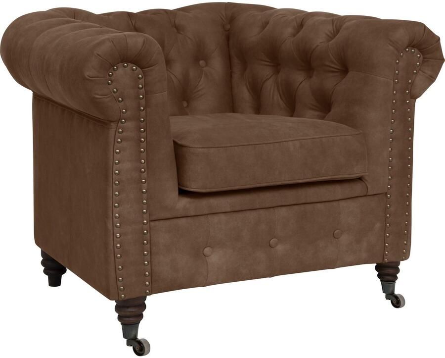 Home affaire Chesterfield-fauteuil Aarburg fauteuil luxueuze capitonnage en siernagels in chesterfield-design - Foto 4